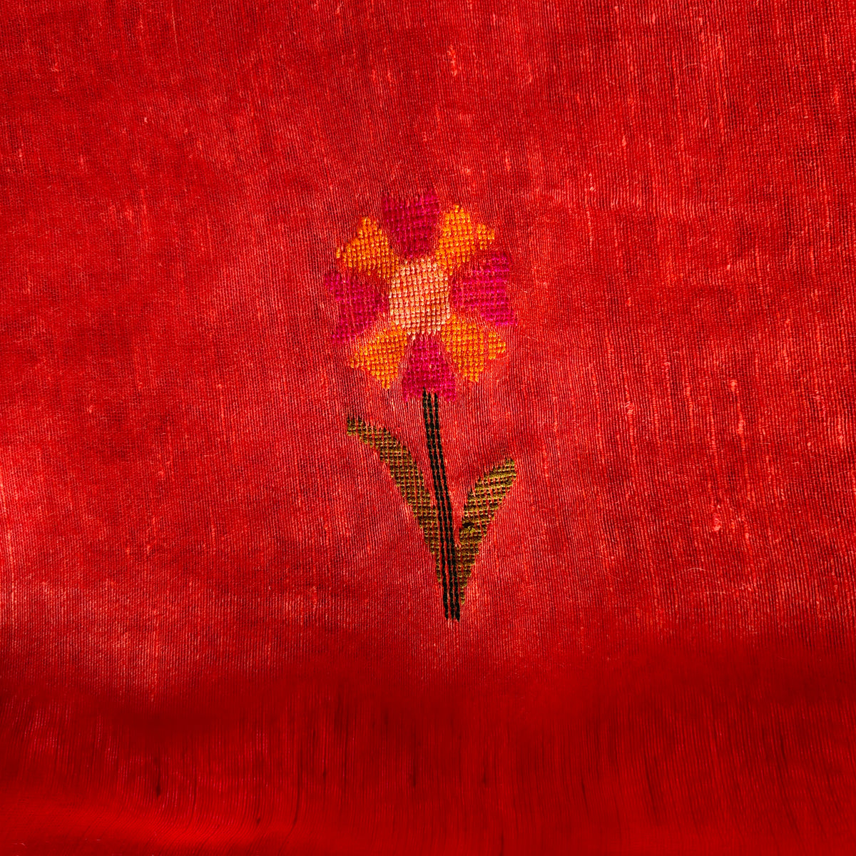 Tissue Muslin Silk Linen Saree with Zari Lines and Tulip Motifs