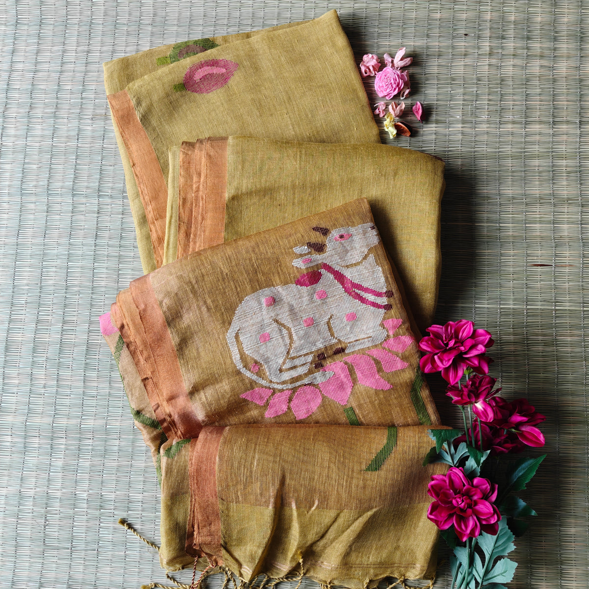 Pichwai Linen Saree