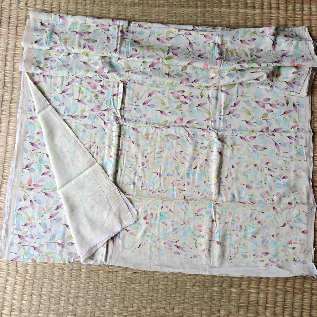 Mul Cotton Saree with all over Leaf Print