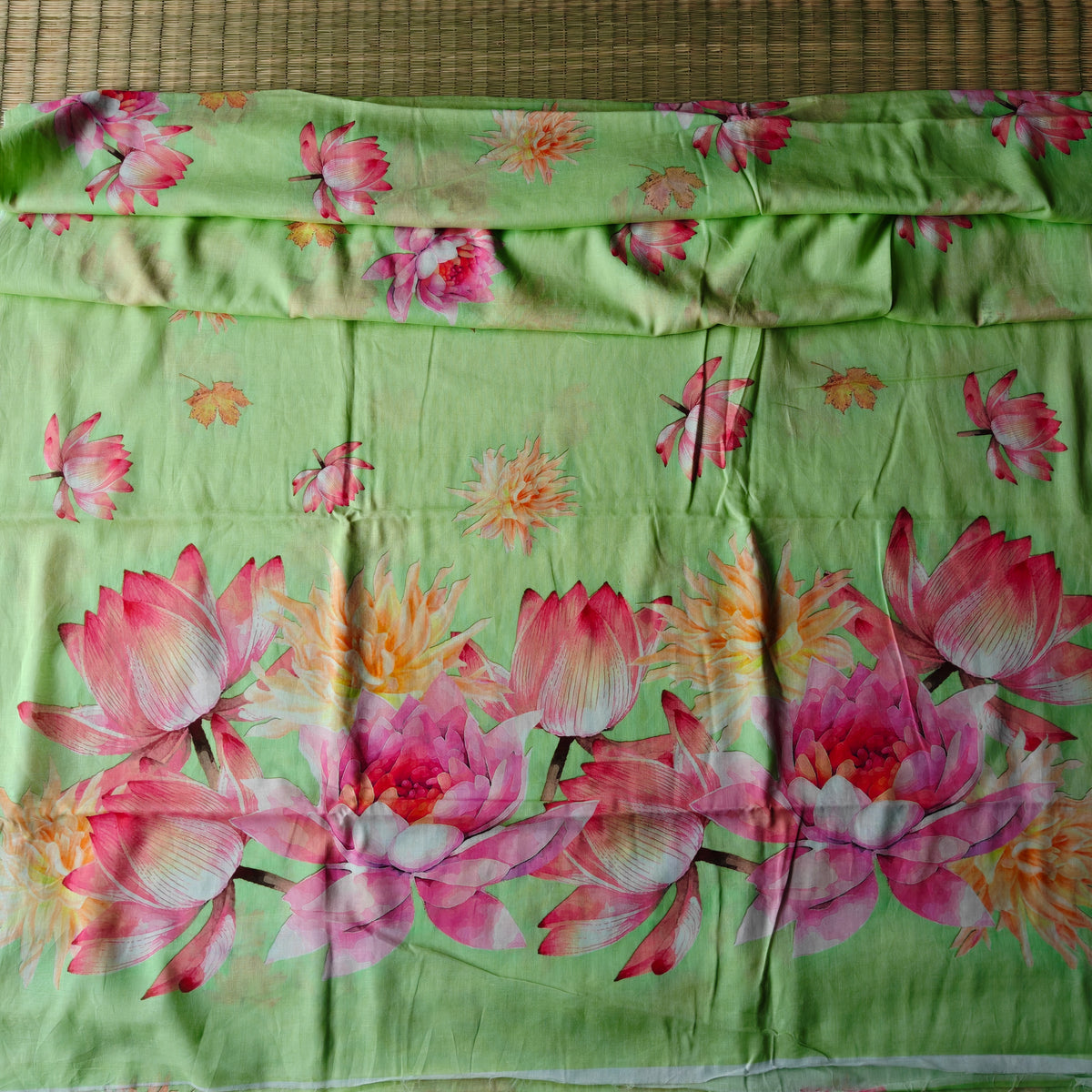 Graceful Mul Cotton Saree with Lotus Motifs