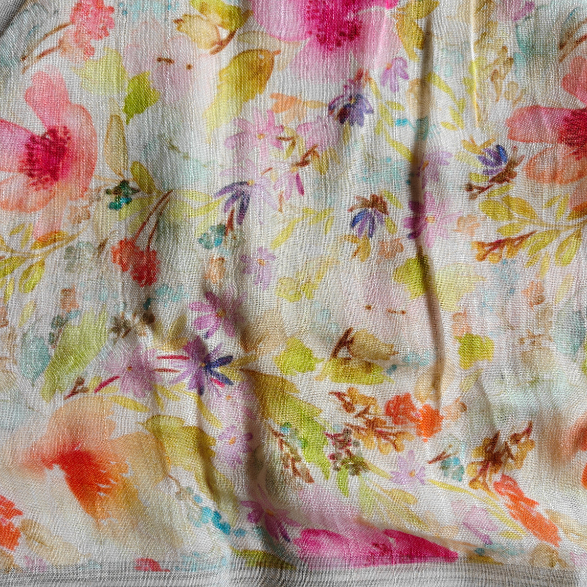 Pastel Cotton Linen Saree with Print