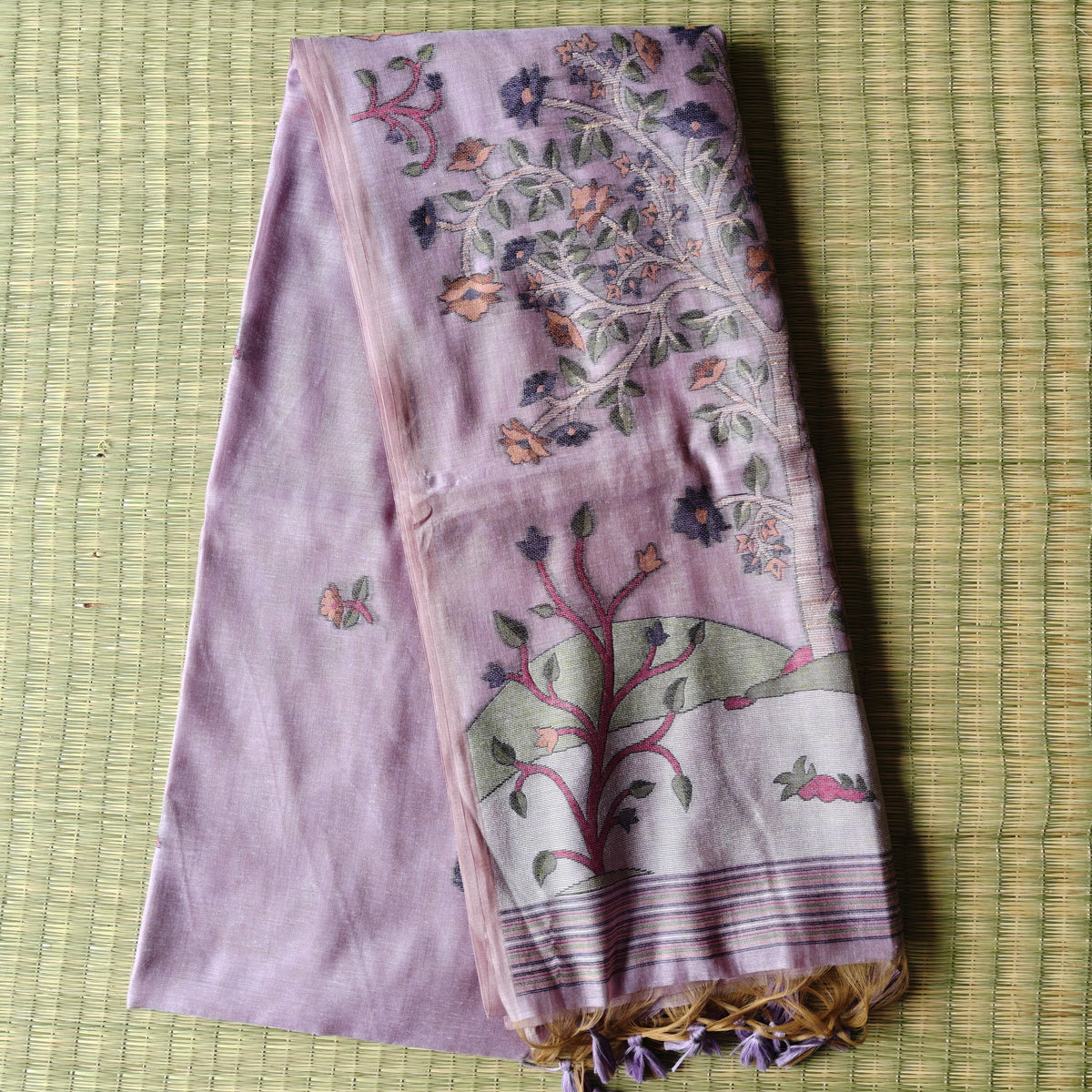 Lavender Muga Cotton Saree