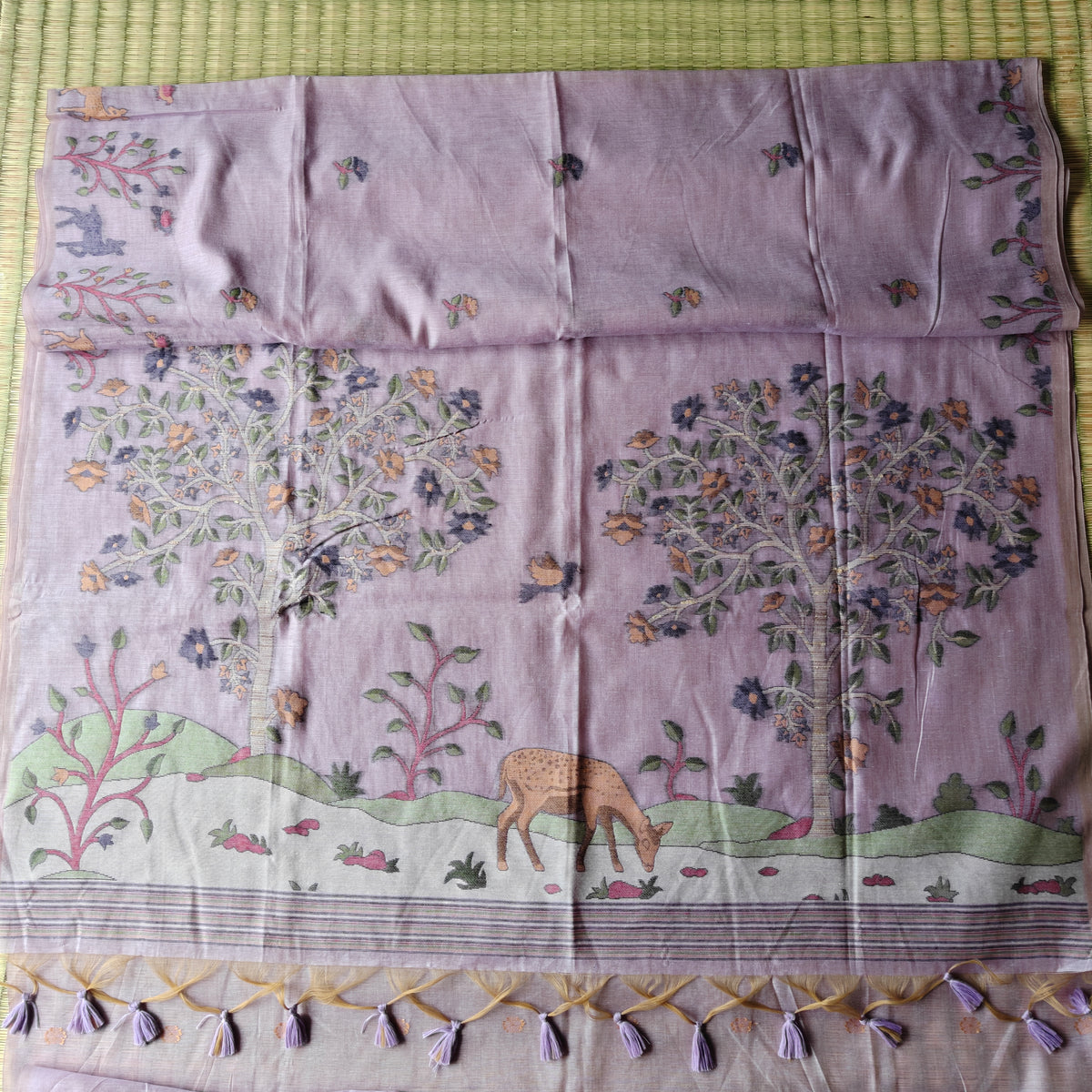 Lavender Muga Cotton Saree