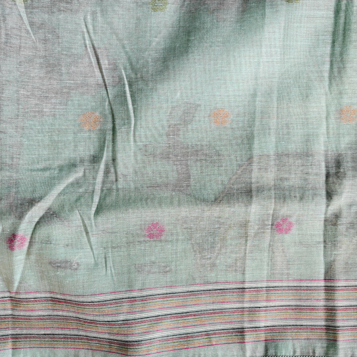 Seafoam Green Muga Cotton Saree