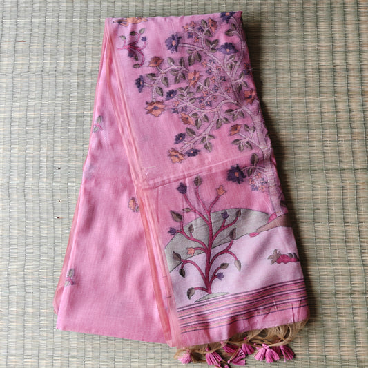 Pink Muga Cotton Saree