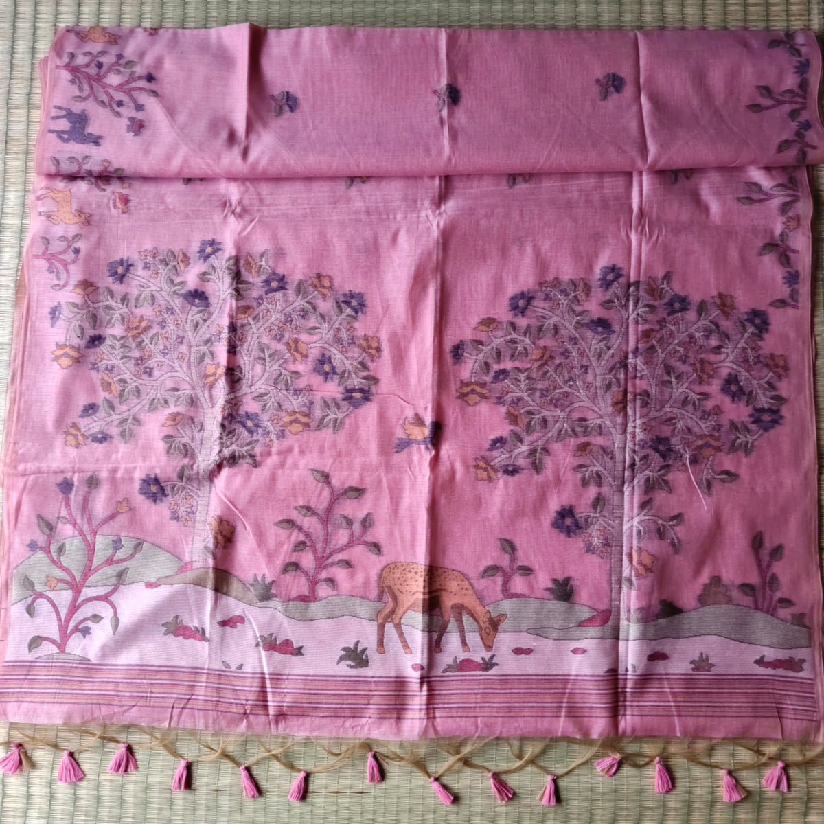 Pink Muga Cotton Saree