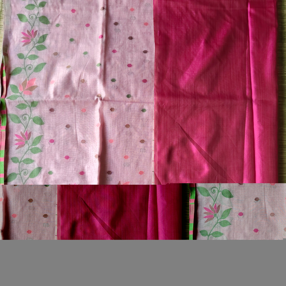 Pastel Pink Chanderi Cotton Jamdani Saree