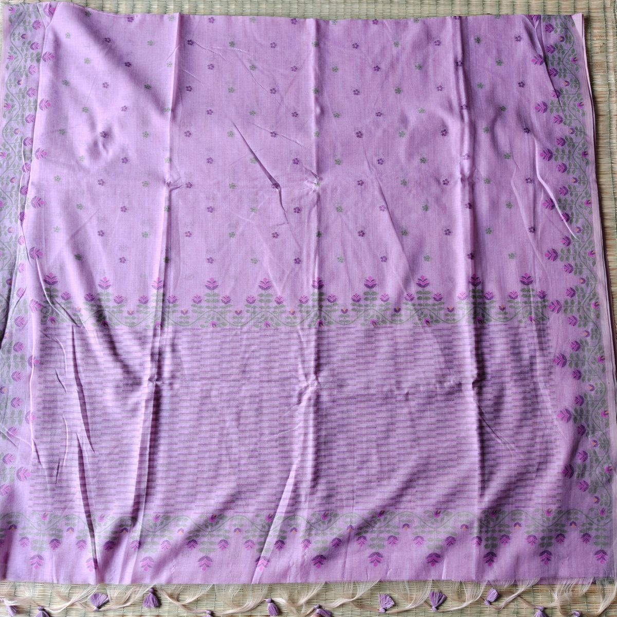 Lavender Chanderi Cotton Jamdani Saree
