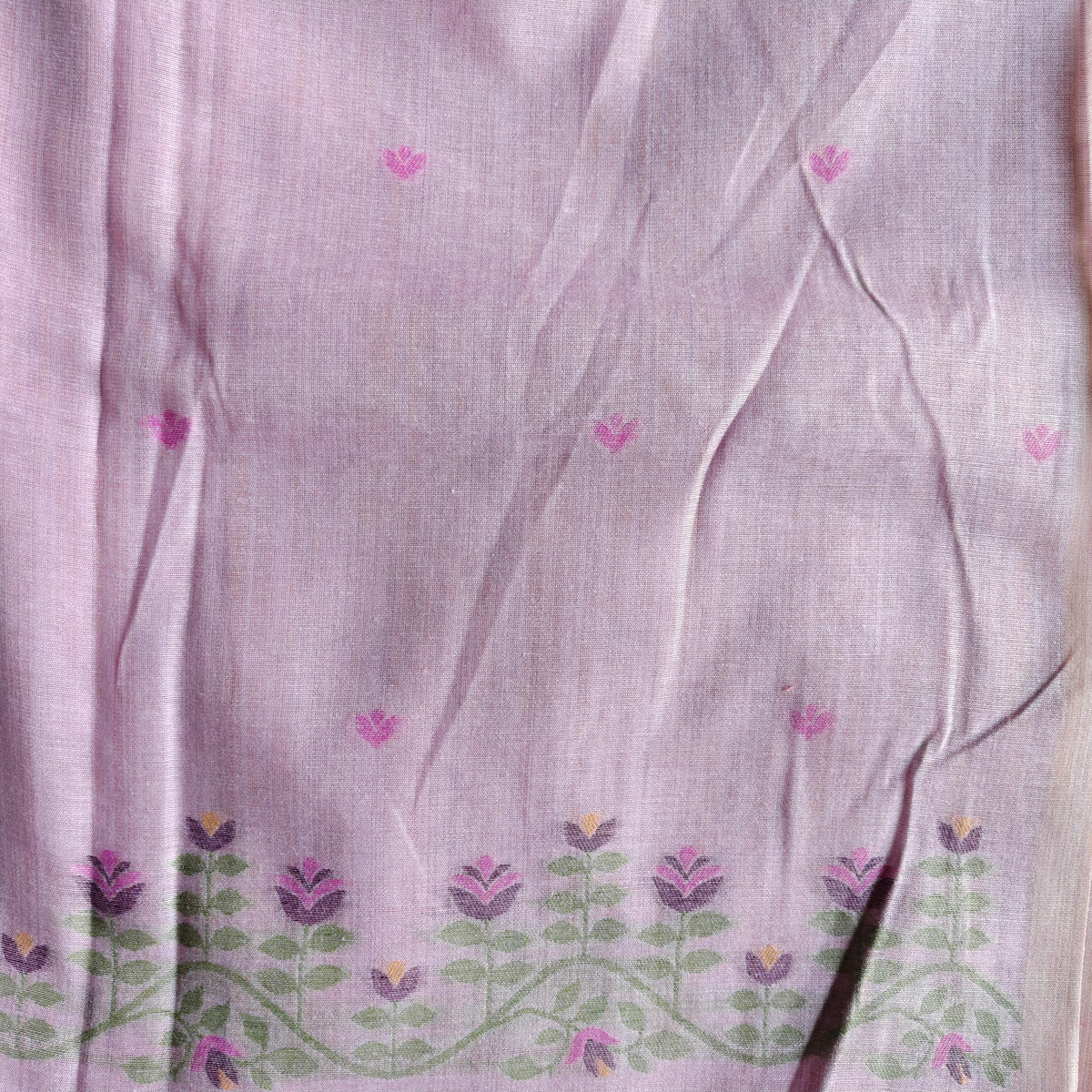 Lavender Chanderi Cotton Jamdani Saree