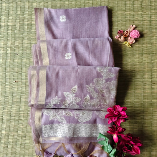 Lavender Chanderi Cotton Saree