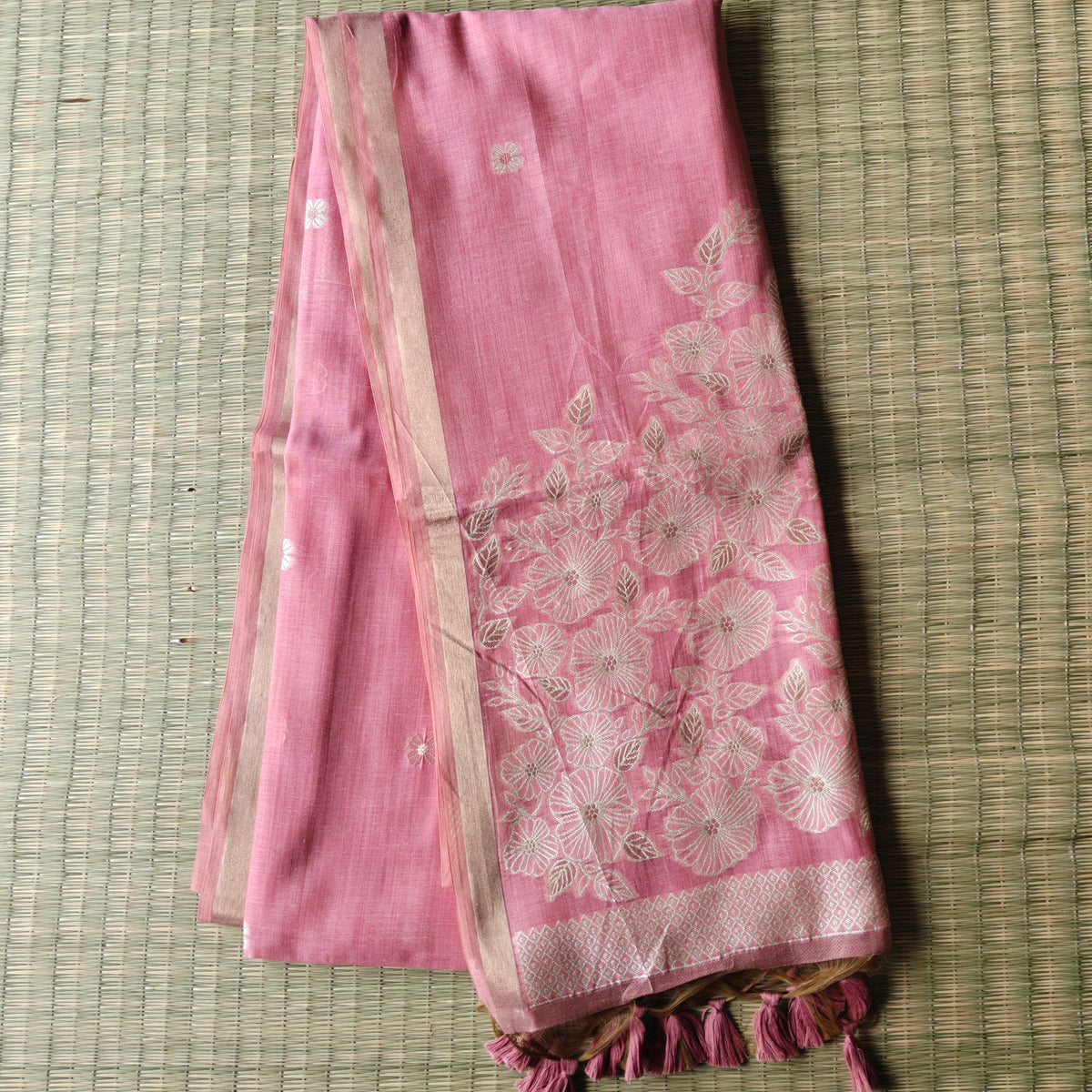 Blush Pink Chanderi Cotton Saree