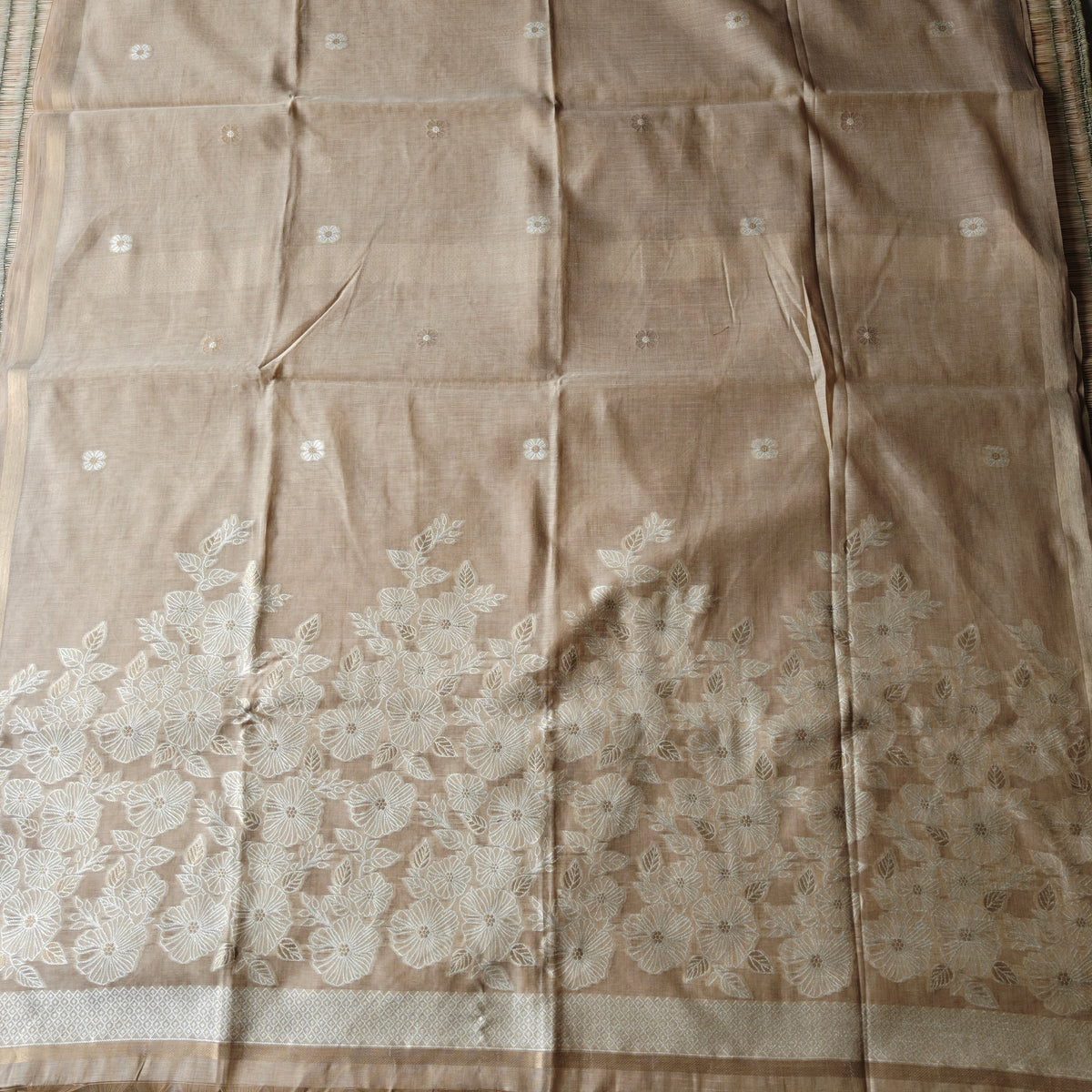 Beige Gold Chanderi Cotton Saree