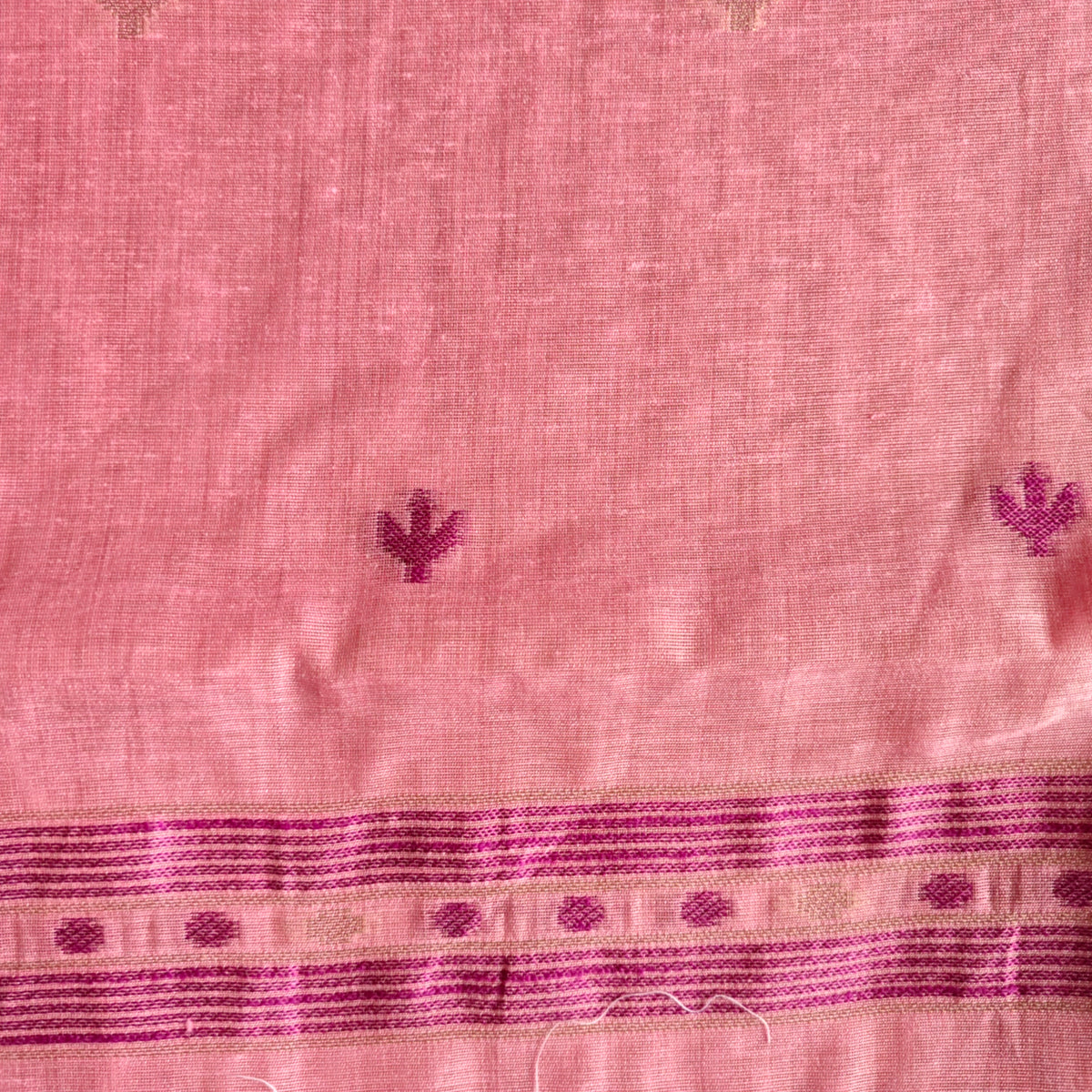 Blush Pink chanderi Cotton Jamdani Saree