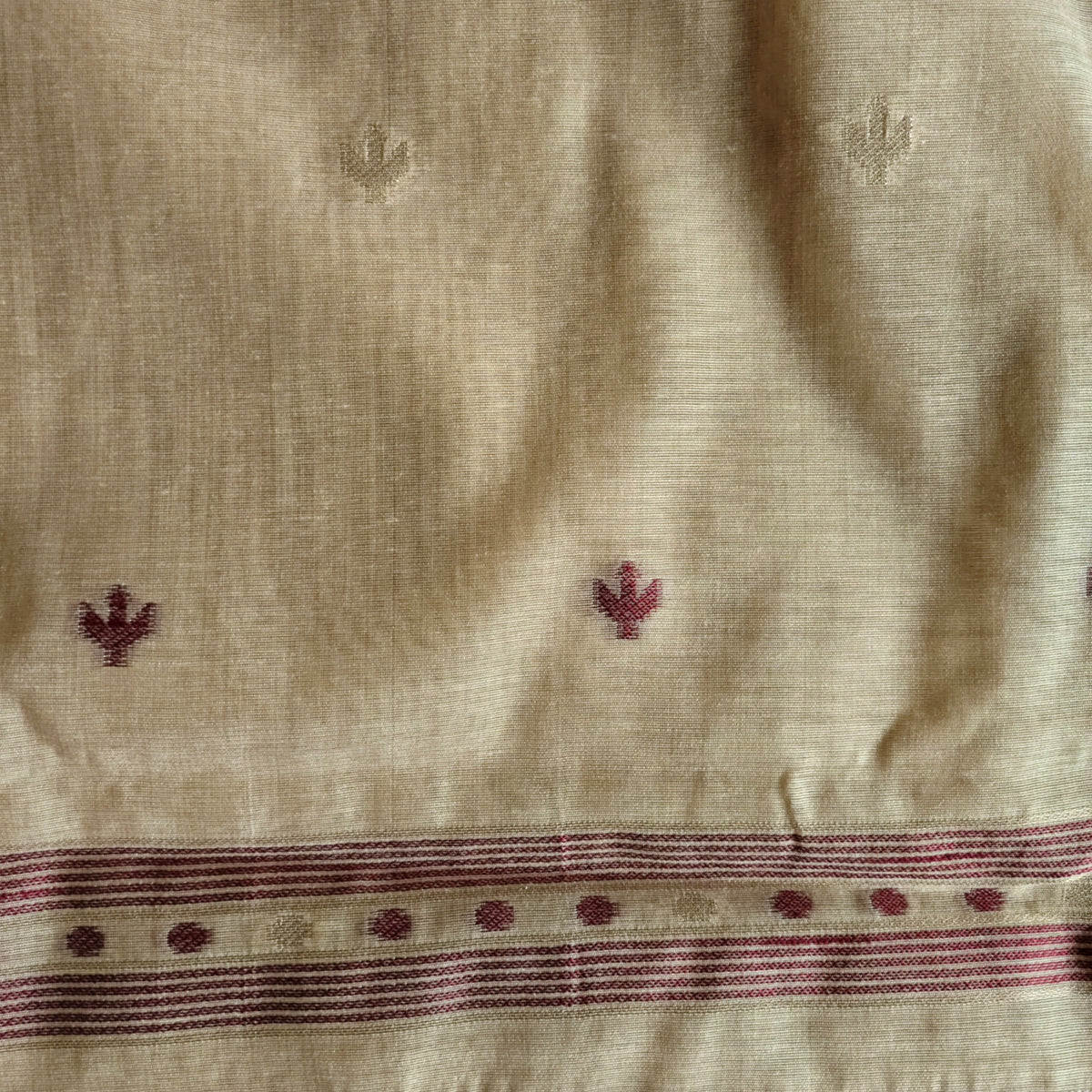 Off-White Chanderi Cotton Jamdani Saree