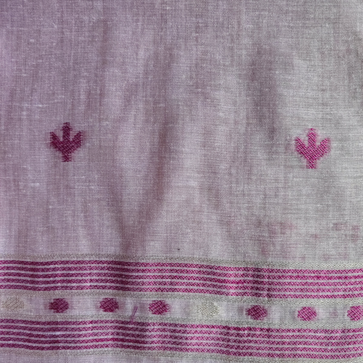 Lilac Pink Chanderi Cotton Jamdani Saree
