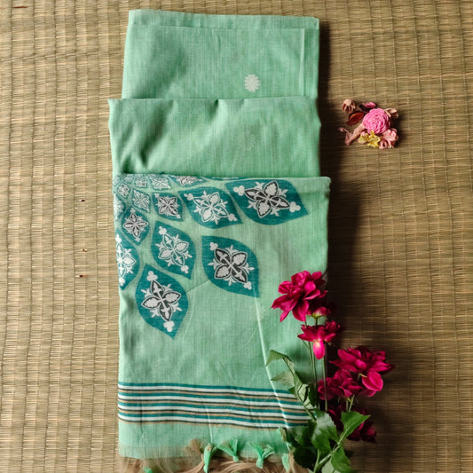 Mint Green Muga Cotton Saree