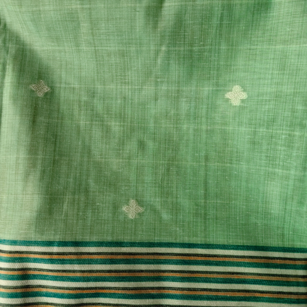 Mint Green Muga Cotton Saree