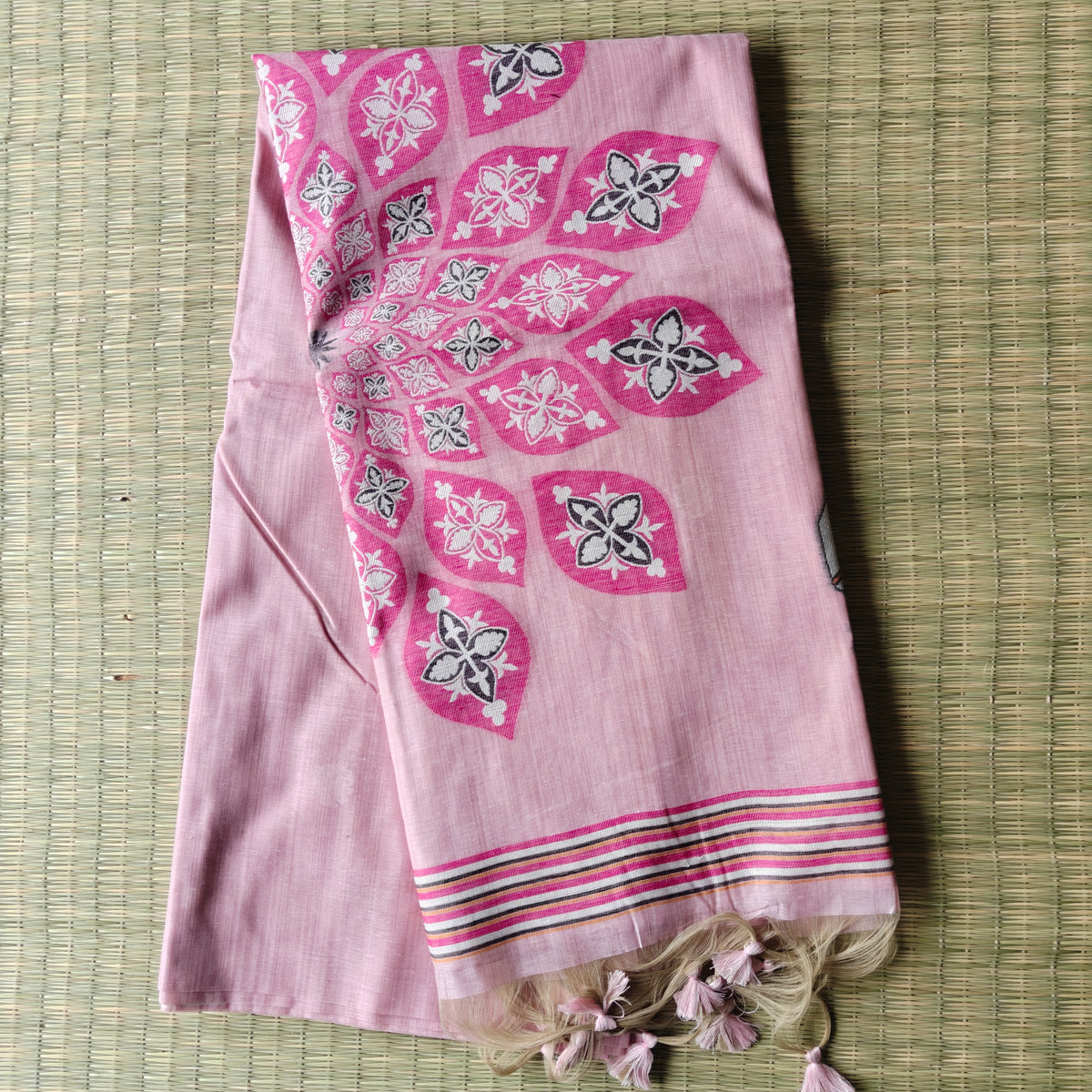 Light Pink Muga Cotton Saree