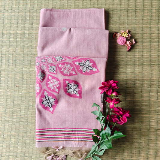 Light Pink Muga Cotton Saree