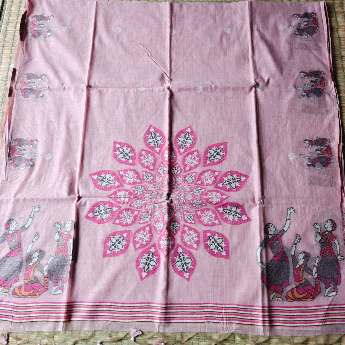 Light Pink Muga Cotton Saree