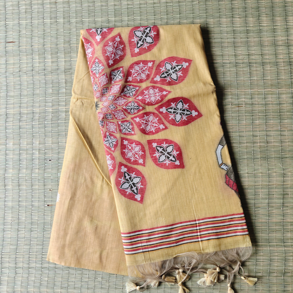 Pastel Yellow Muga Cotton Saree