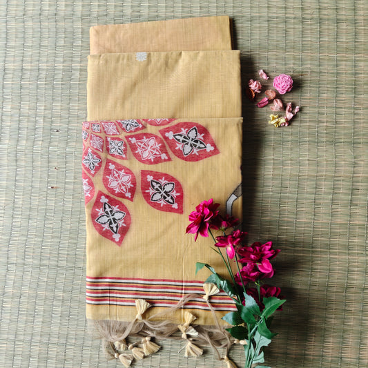 Pastel Yellow Muga Cotton Saree