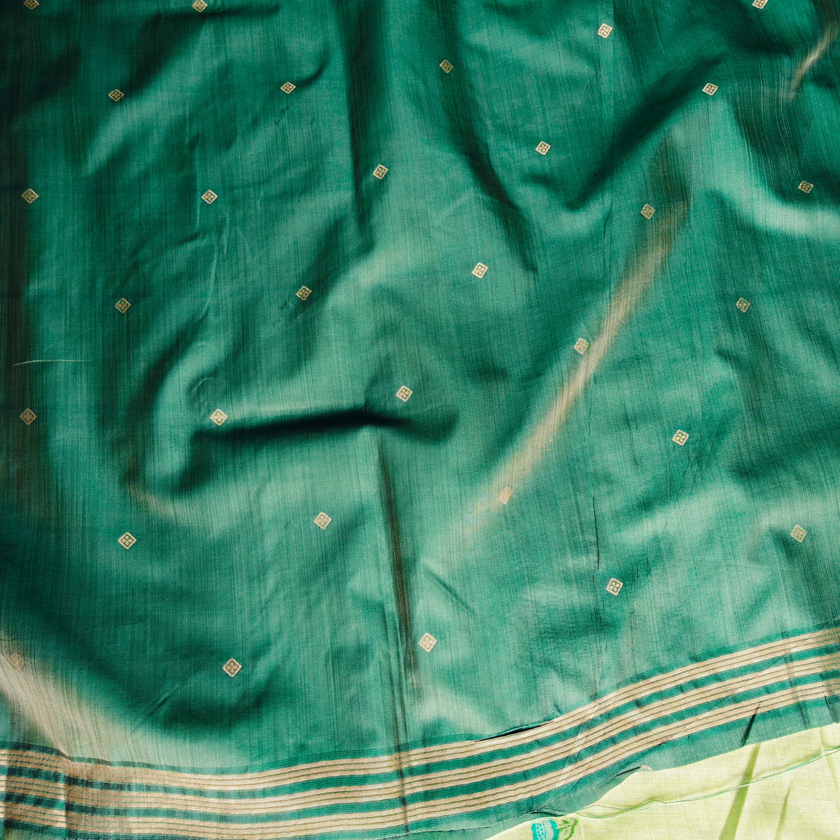Pista Green Muga Cotton Jamdani Saree