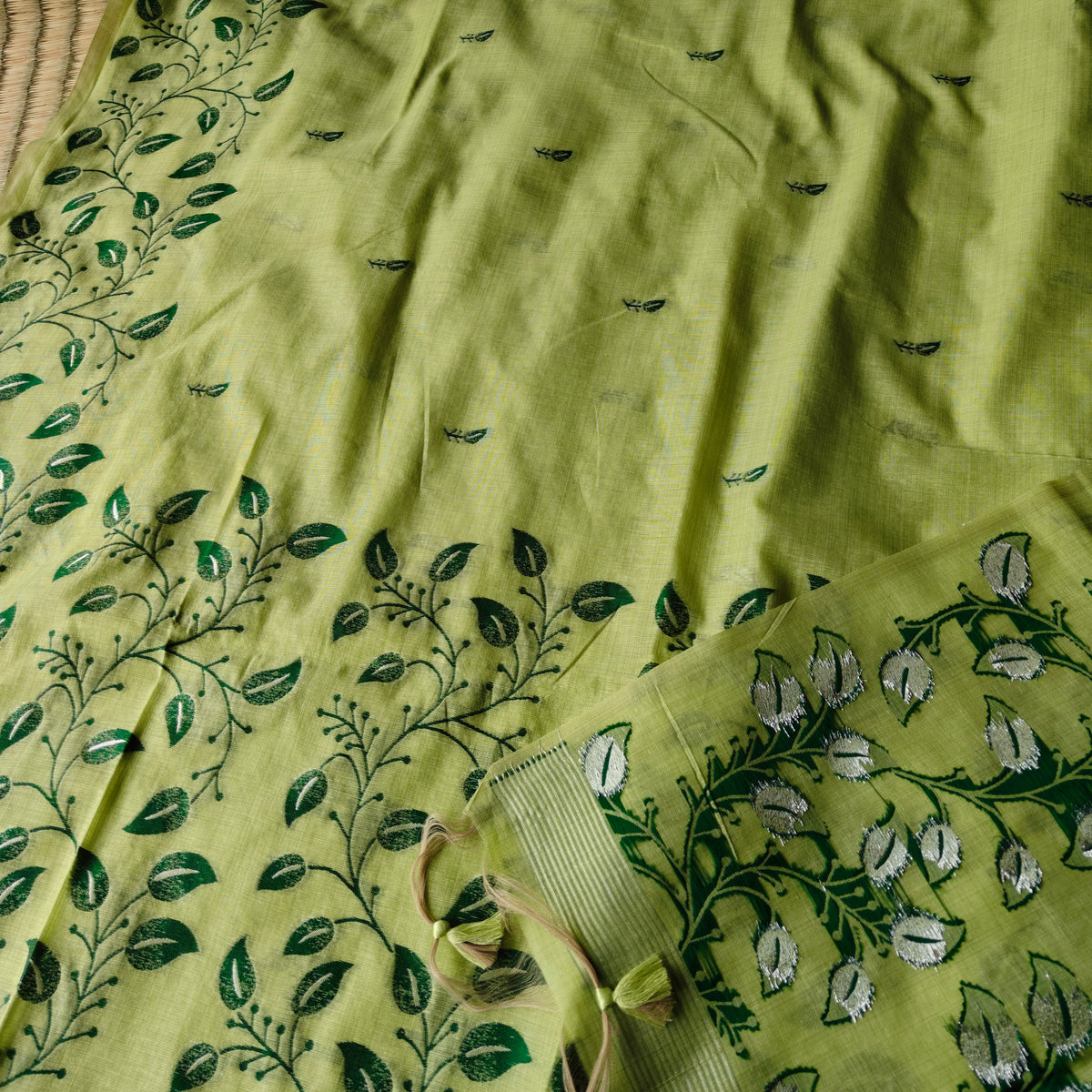 Pistachio Green Chanderi Cotton Saree