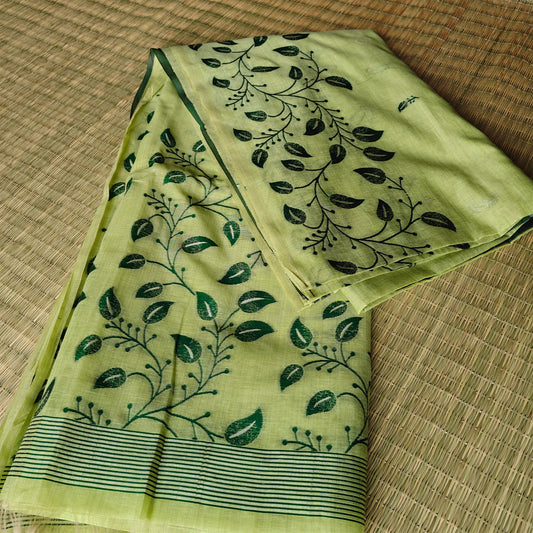 Pistachio Green Chanderi Cotton Saree