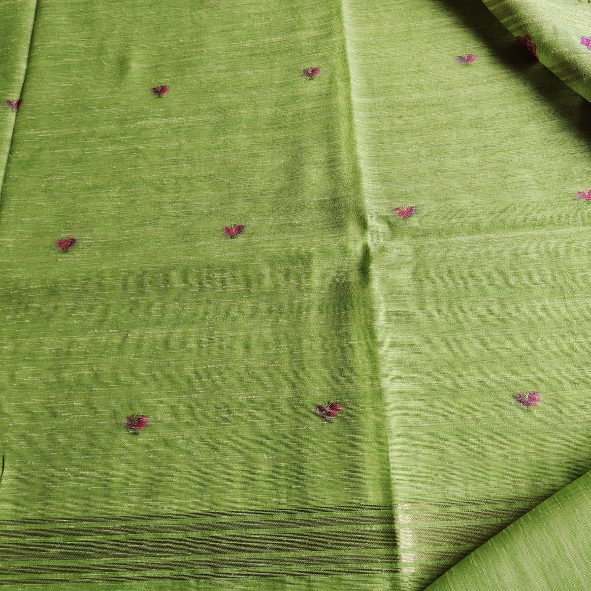 Bird Motif woven Muga Cotton Saree