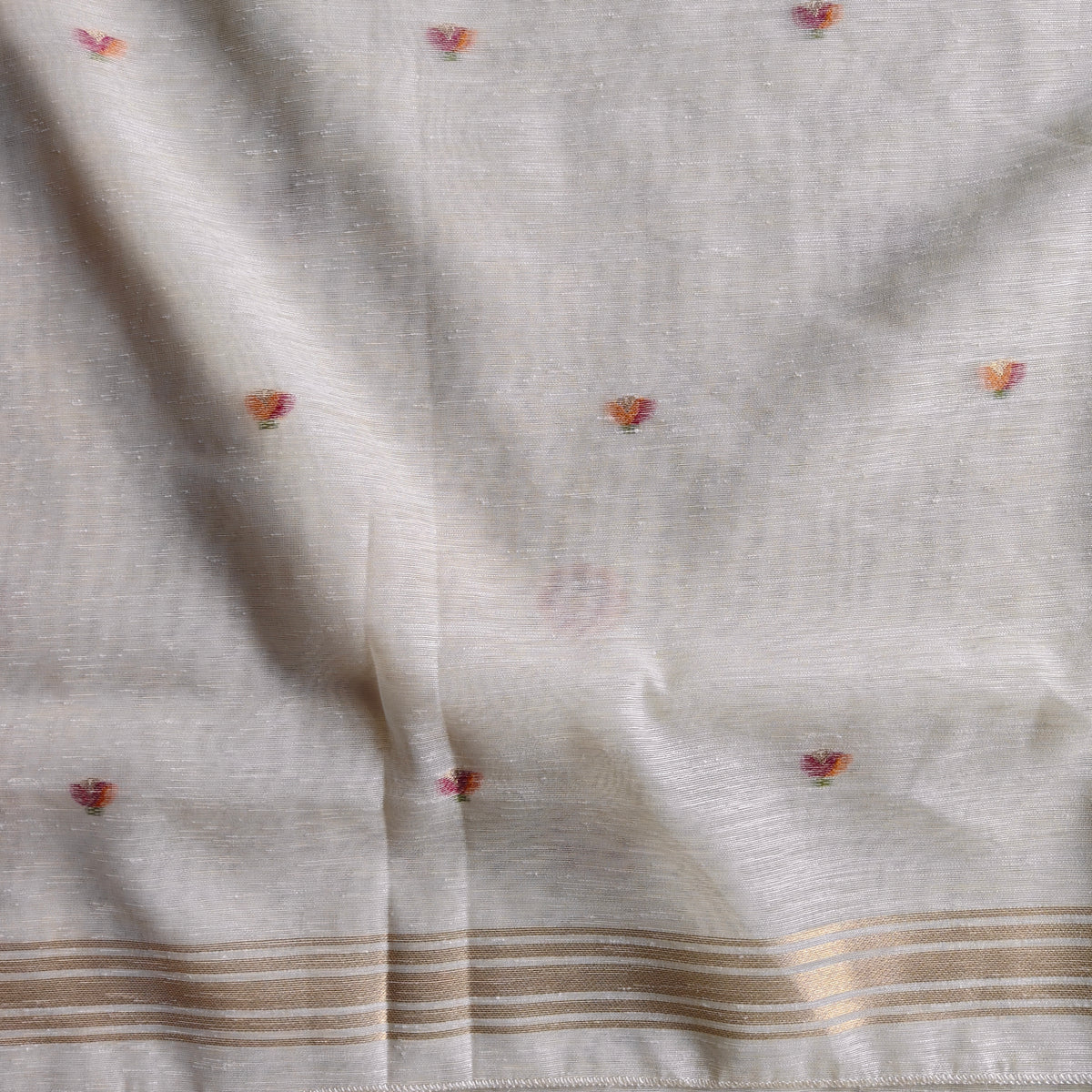 Bird Motif Woven Muga Cotton Saree