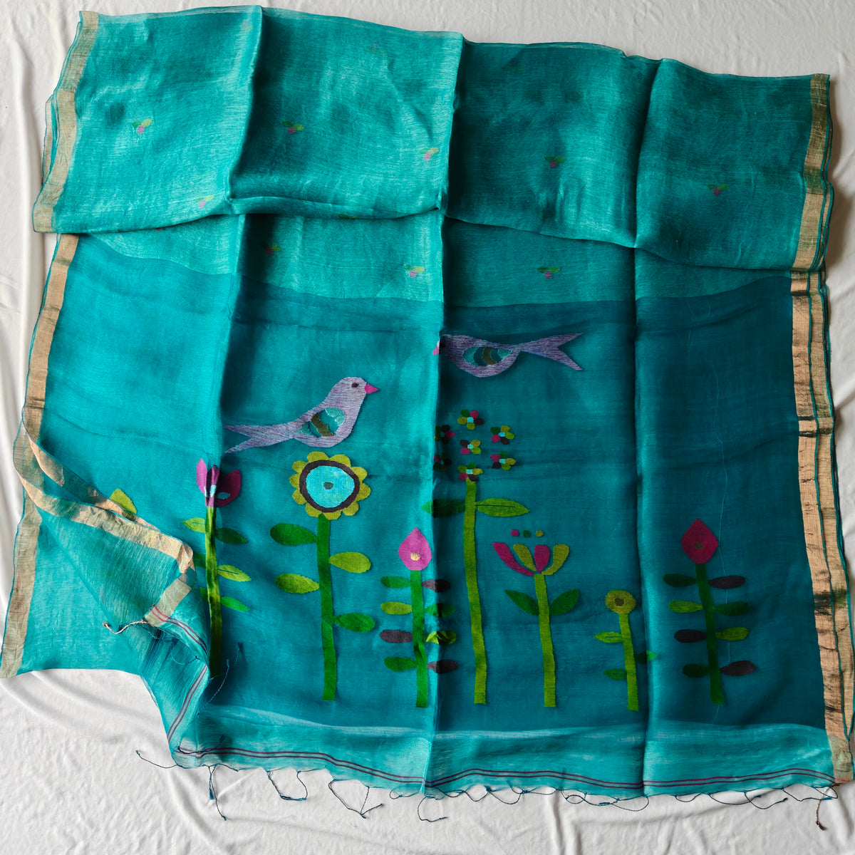 Tissue Silk Linen Jamdani Saree with Muslin Pallu